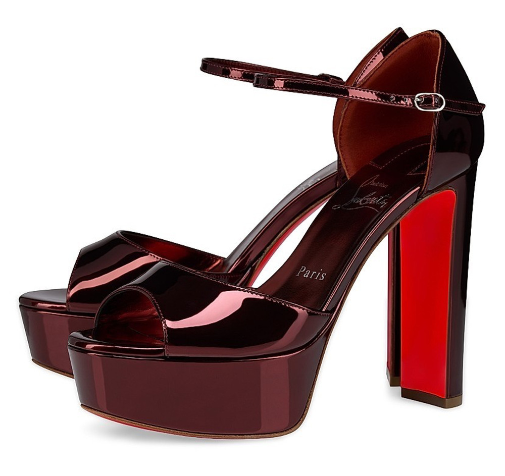 Christian Louboutin Sandaloo 130 Palio Red Platform Block Heel Sandal Pump 40